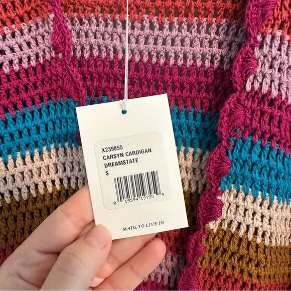 NWT Xirena Multicolored Cotton Crochet Cardigan Open Knit Sweater Small - Picture 10 of 12